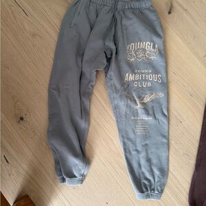 YoungLA Gray Sweatpants with Elastic Cuffs